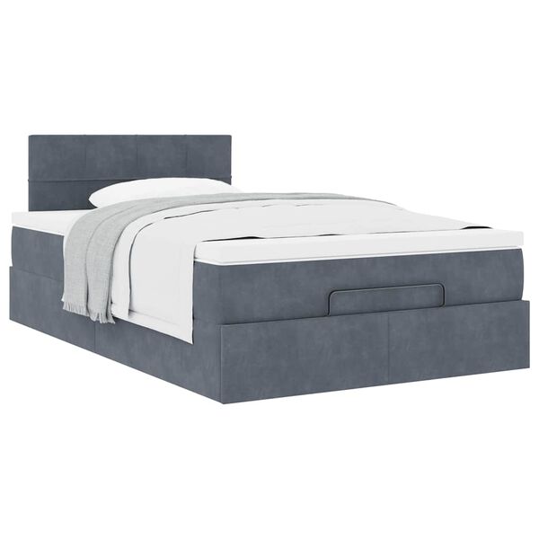 vidaXL Cadre de lit ottoman et matelas gris fonc&eacute; 120x200 cm velours