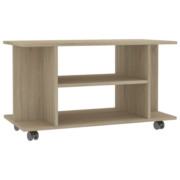 vidaXL Meuble TV et roulettes ch&ecirc;ne sonoma 80x40x45 cm bois ing&eacute;nierie