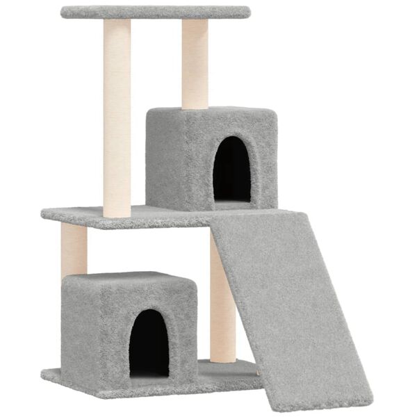 vidaXL Arbre &agrave; chat avec griffoirs en sisal Gris clair 82 cm