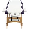 vidaXL Table de massage pliable 2 zones Bois Blanc et violet
