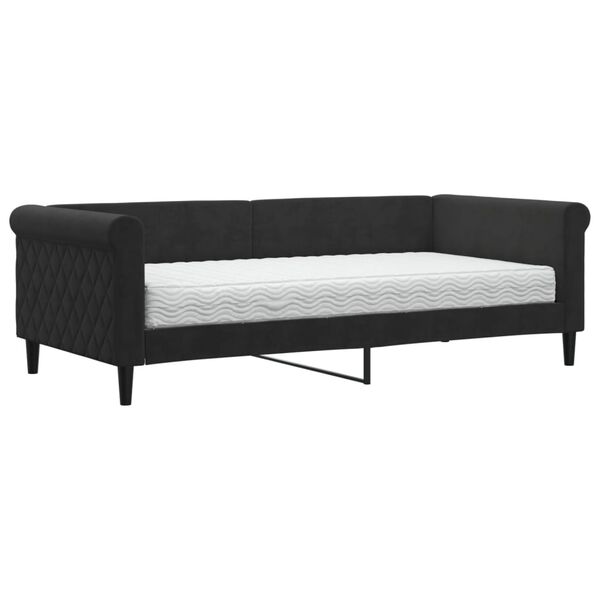 vidaXL Lit de jour avec matelas noir 90x190 cm velours