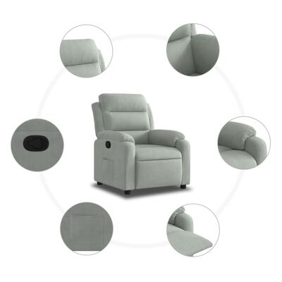 vidaXL Fauteuil inclinable gris clair velours