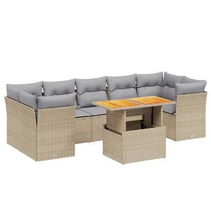 vidaXL Salon de jardin avec coussins 8 pcs beige r&eacute;sine tress&eacute;e