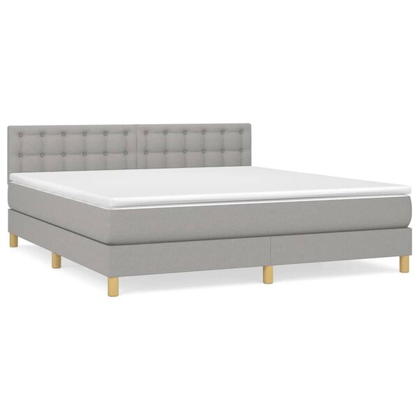 vidaXL Sommier &agrave; lattes de lit avec matelas Gris clair 180x200cm Tissu
