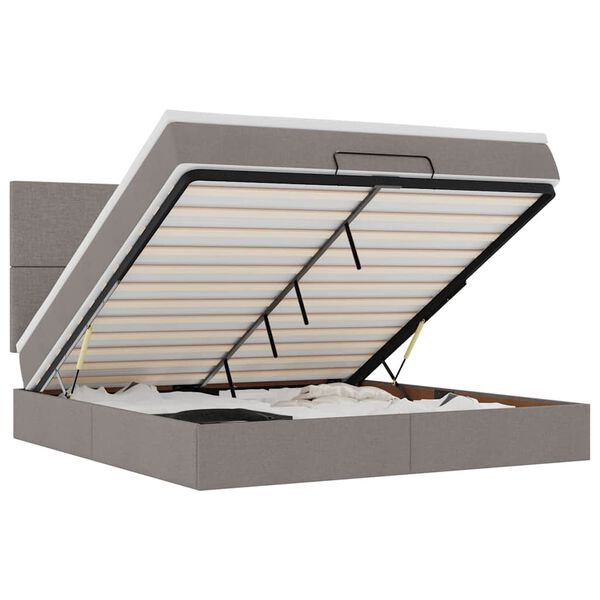 VidaXL Cadre de lit ottoman avec matelas taupe 180x200 cm tissu