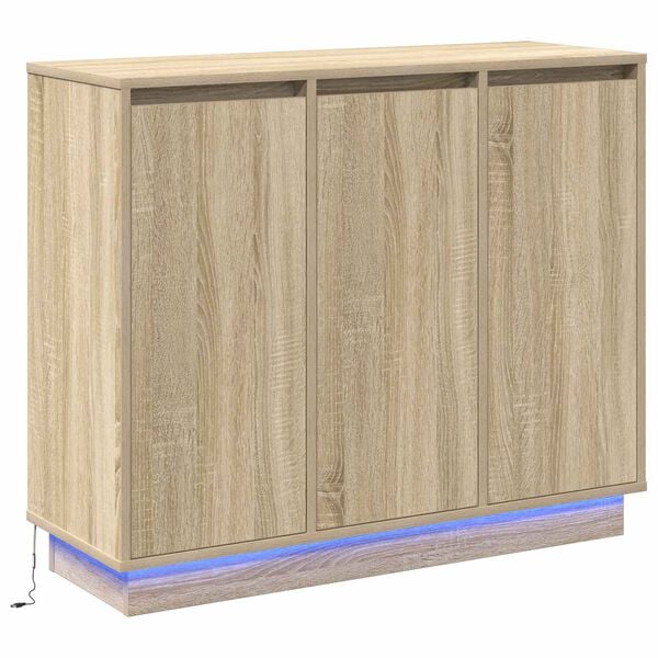 vidaXL Buffet LED Ch&ecirc;ne Sonoma 90 x 32 x 75 cm Bois d'ing&eacute;nierie