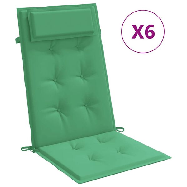 vidaXL Coussins de chaise &agrave; dossier haut lot de 6 vert tissu oxford