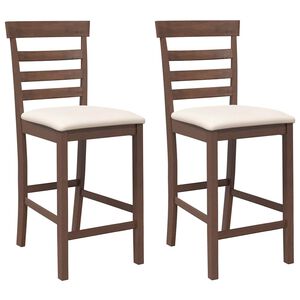 vidaXL Tabourets de bar avec coussins 2 pcs marron bois massif d'h&eacute;v&eacute;a