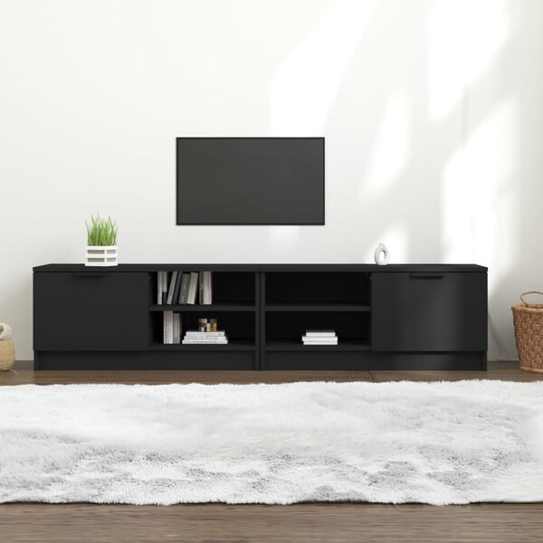 vidaXL Meubles TV 2 pcs Noir 80x35x36,5 cm Bois d'ing&eacute;nierie