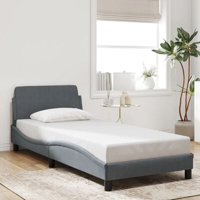 vidaXL Cadre de lit sans matelas gris foncé 90x200 cm velours