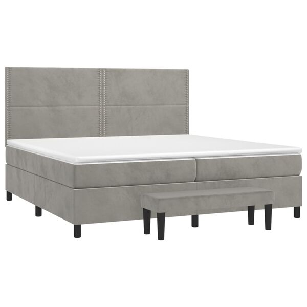 vidaXL Sommier &agrave; lattes de lit et matelas Gris clair 200x200cm Velours
