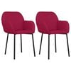 vidaXL Chaises &agrave; manger lot de 2 Rouge bordeaux Velours
