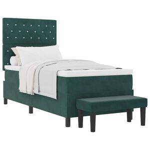 vidaXL Lit &agrave; ressorts avec matelas Vert fonc&eacute; 90 x 190 cm Velours