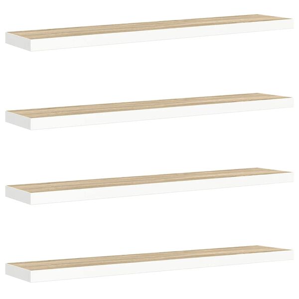 vidaXL Étagères flottantes 4 pcs chêne et blanc 120x23,5x3,8 cm MDF