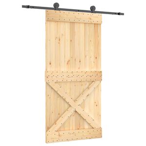 vidaXL Porte coulissante Naturel et noir 100 x 210 cm