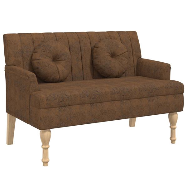 vidaXL Banc avec coussins marron 113x64,5x75,5 cm similicuir daim