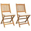 vidaXL Chaise pliante avec coussin 2 pcs Marron Bois d'acacia massif