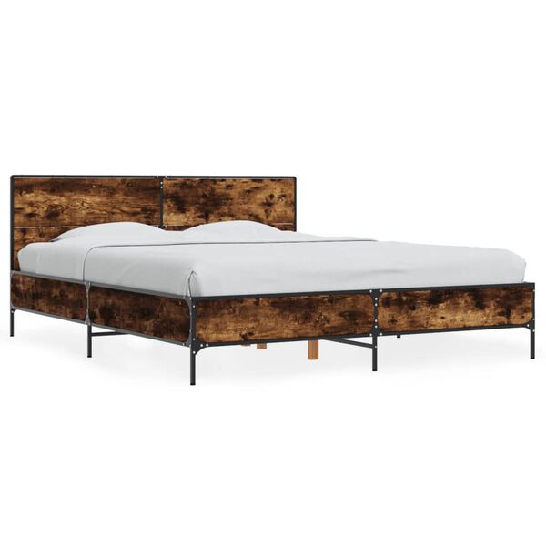 vidaXL Cadre de lit sans matelas ch&ecirc;ne fum&eacute; 150x200 cm