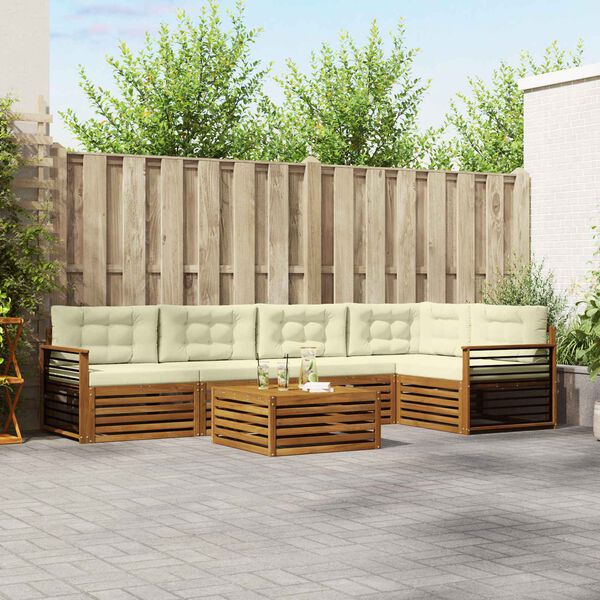 vidaXL Ensemble de canap&eacute;s d'ext&eacute;rieur 6 pcs Naturel et Cr&egrave;me