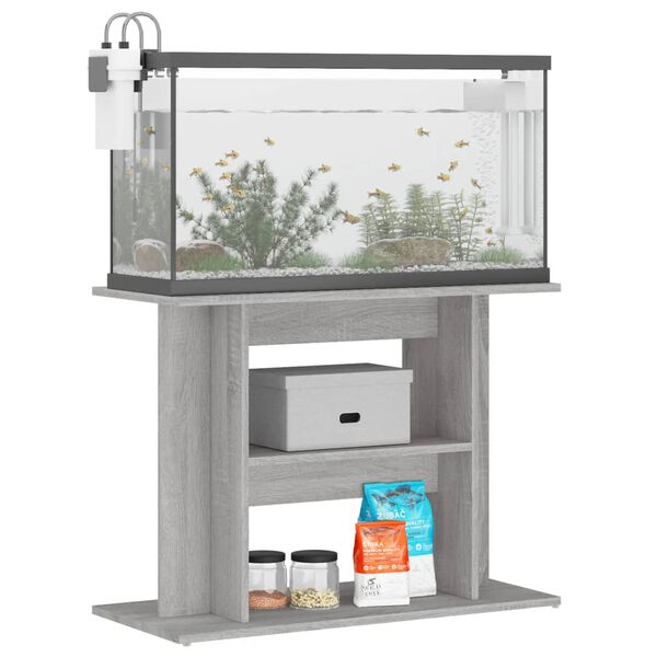 vidaXL Support d'aquarium en b&eacute;ton gris 80 x 35 x 60 cm Bois d'ing&eacute;nierie