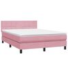 vidaXL Sommier &agrave; lattes de lit avec matelas et LED rose 160x220 cm velours