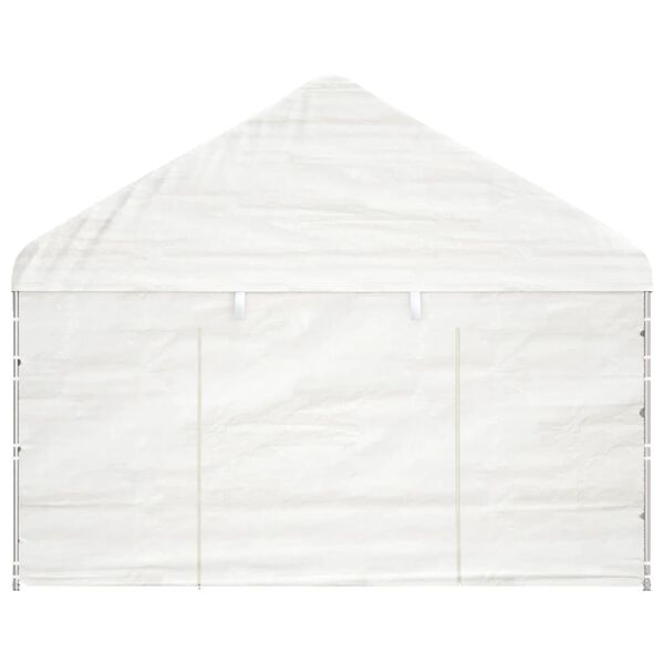 vidaXL Belv&eacute;d&egrave;re avec toit blanc 15,61x4,08x3,22 m poly&eacute;thyl&egrave;ne