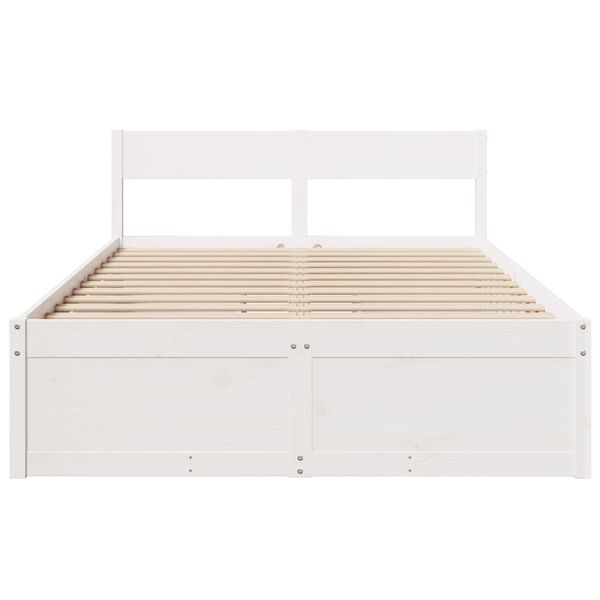 vidaXL Cadre de lit sans matelas blanc 135x190 cm bois de pin massif