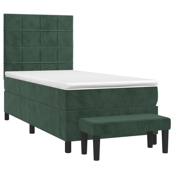 vidaXL Sommier &agrave; lattes de lit avec matelas Vert fonc&eacute; 100x200 cm
