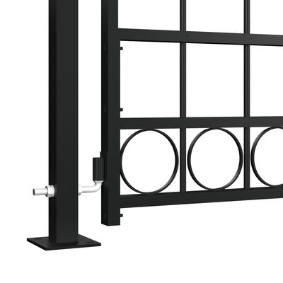 vidaXL Portail de clôture à dessus arqué et 2 poteaux 105x204 cm Noir