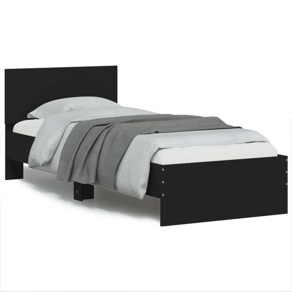 vidaXL Cadre de lit sans matelas avec lumi&egrave;res LED noir 75x190 cm