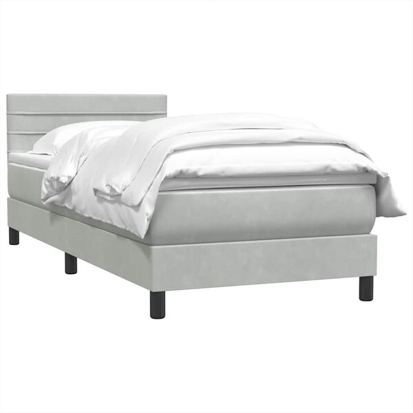 vidaXL Sommier &agrave; lattes de lit et matelas gris clair 90x210 cm velours