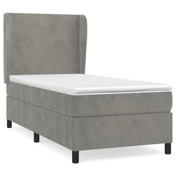 vidaXL Sommier &agrave; lattes de lit et matelas Gris clair 100x200cm Velours