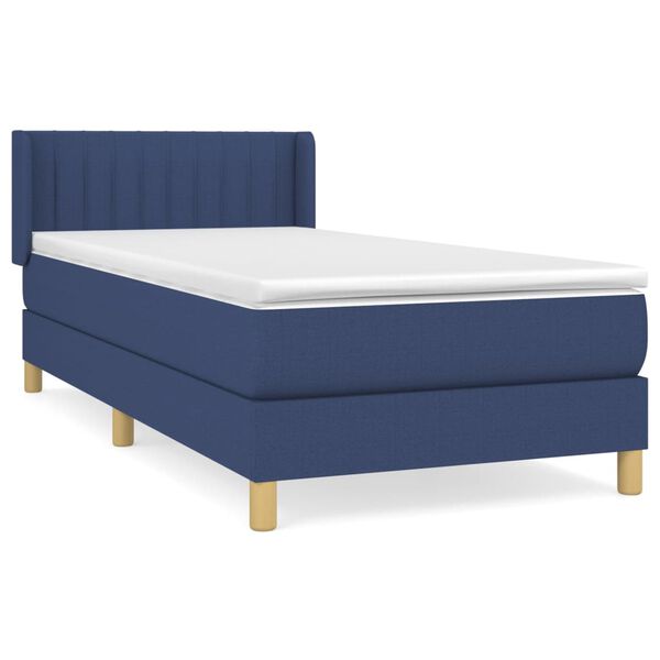 vidaXL Sommier &agrave; lattes de lit avec matelas Bleu 90x190 cm Tissu