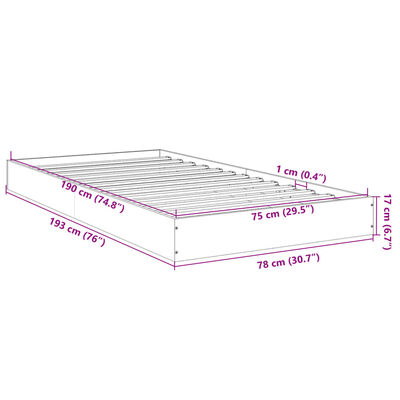 vidaXL Cadre de lit sans matelas noir 75x190 cm bois ingénierie