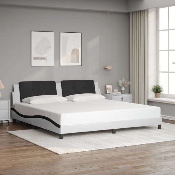 vidaXL Cadre de lit avec LED sans matelas Zadar blanc et noir 200x200 cm