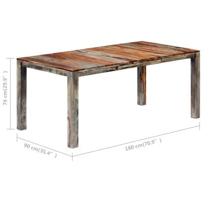 vidaXL Table à manger Gris 180x90x76 cm Bois massif