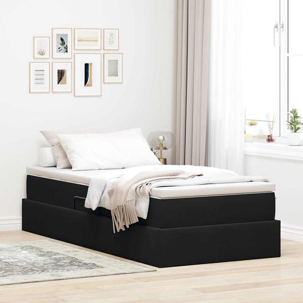 vidaXL Lit avec rangement et matelas Noir 90 x 190 cm Velours