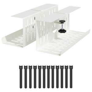 vidaXL Plateau de gestion de c&acirc;bles sous le bureau 2 pc Blanc