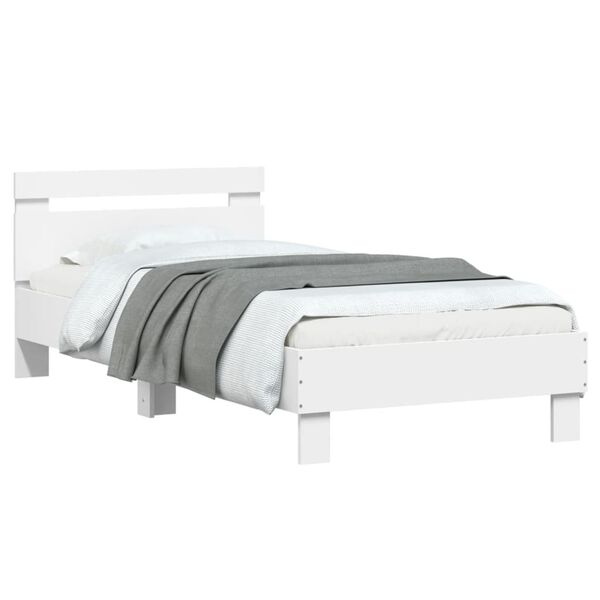 vidaXL Cadre de lit sans matelas avec tête de lit blanc 90x200 cm