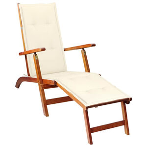 vidaXL Chaise longue d'ext&eacute;rieur repose-pied et coussin Acacia solide
