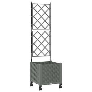 vidaXL Bac de jardin avec treillis et roues Gris clair PP