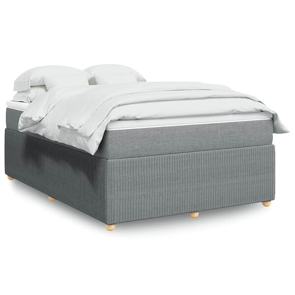 vidaXL Sommier &agrave; lattes de lit avec matelas Gris clair 160x200cm Tissu