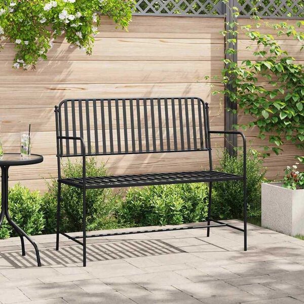 vidaXL Banc de jardin Noir 104 x 54 x 93cm Acier