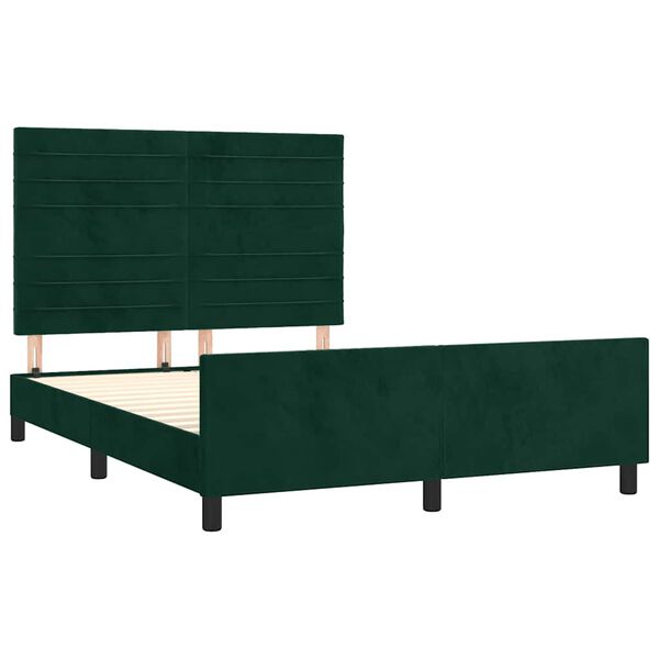 vidaXL Cadre de lit sans matelas vert fonc&eacute; 140x200 cm velours