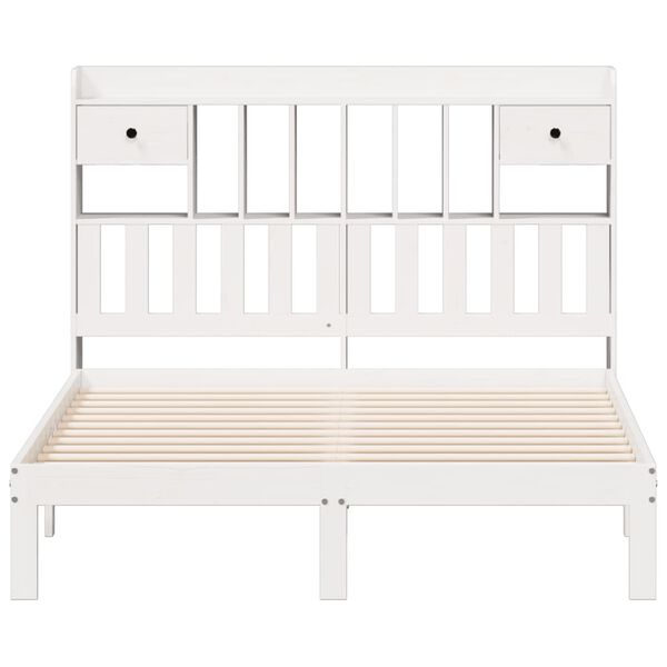 vidaXL Lit bibliothèque sans matelas blanc 140x200 cm bois pin massif