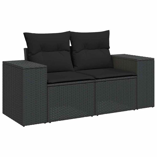vidaXL Salon de jardin 5 pcs avec coussins noir r&eacute;sine tress&eacute;e