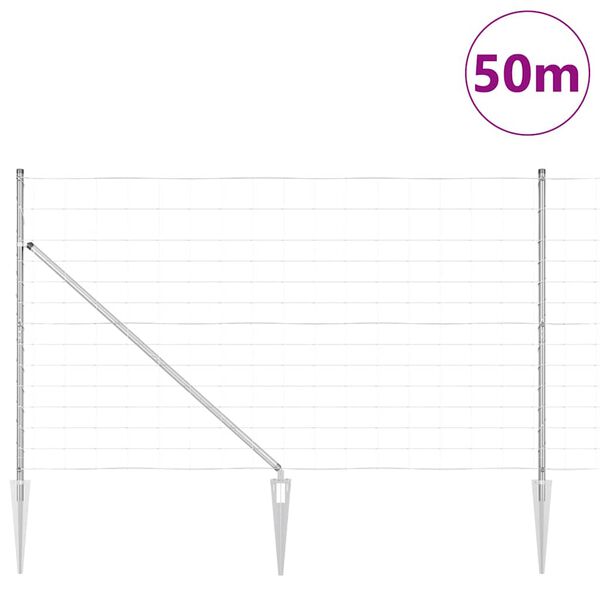 vidaXL Poteau de cl&ocirc;ture. Galvanis&eacute; 50 x 1,4 m Acier