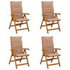 vidaXL Chaises de jardin inclinables 4 pc Naturel Bois d'Acacia Massif
