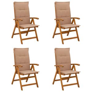 vidaXL Chaises de jardin inclinables 4 pc Naturel Bois d'Acacia Massif