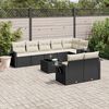 vidaXL Salon de jardin 9 pcs avec coussins noir r&eacute;sine tress&eacute;e